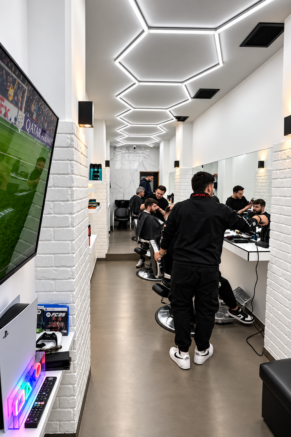 Ghost Barber Club team serving clients